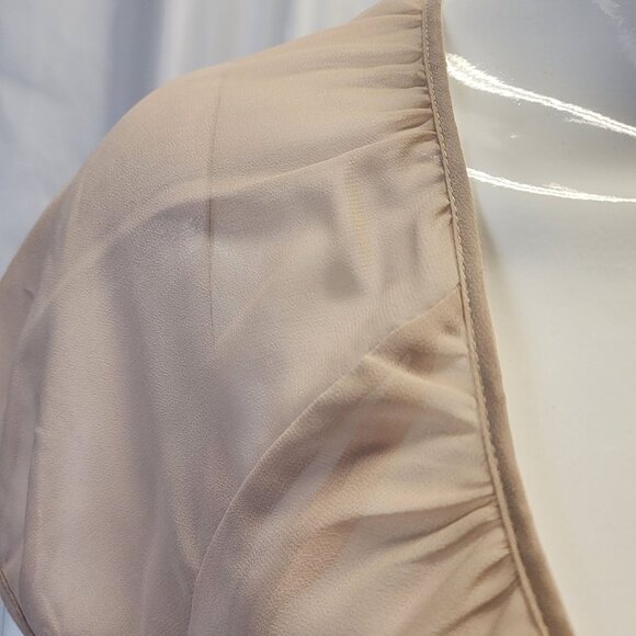 Kensie NWT Sheer Button-Down Dress With Drawstring Waist & Ruffle Hem Size 6 - Picture 7 of 16